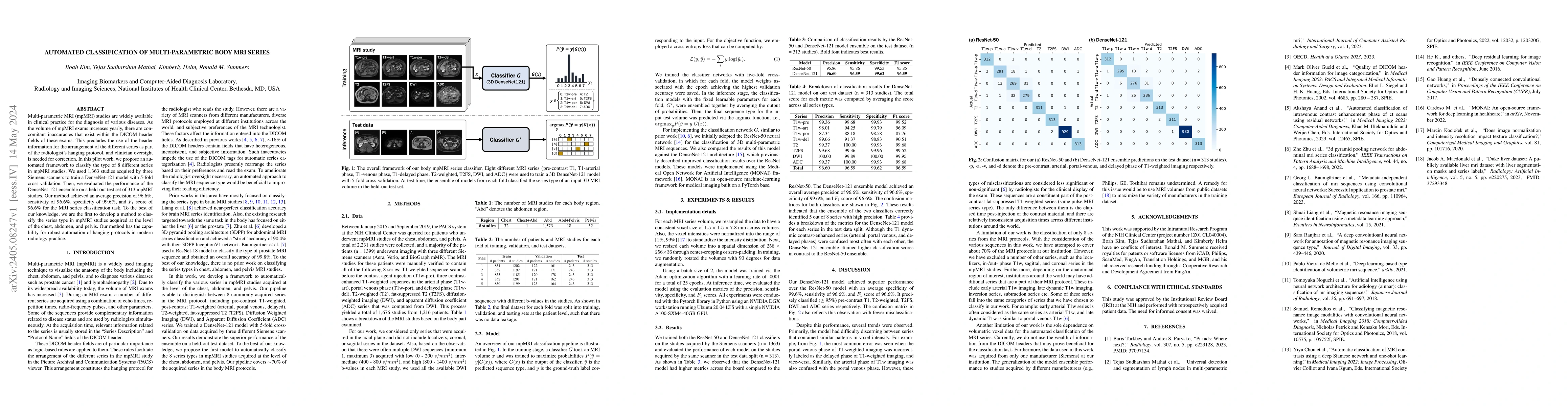 Thumbnail for Automated classification of multi-parametric body MRI series