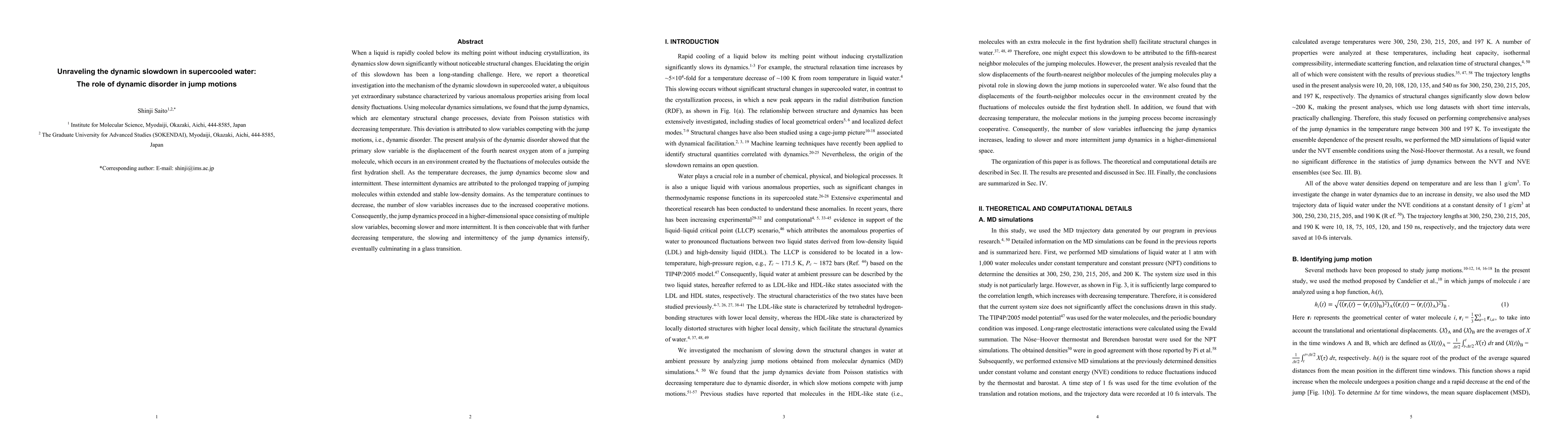 Thumbnail for Unraveling the dynamic slowdown in supercooled water: The role of
  dynamic disorder in jump motions