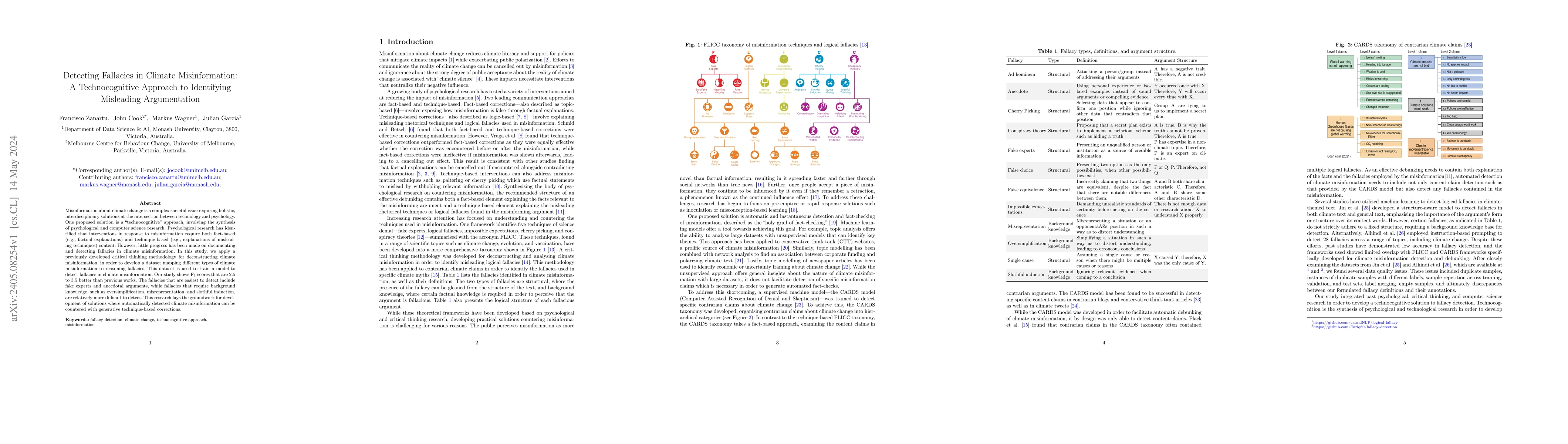 Thumbnail for Detecting Fallacies in Climate Misinformation: A Technocognitive
  Approach to Identifying Misleading Argumentation