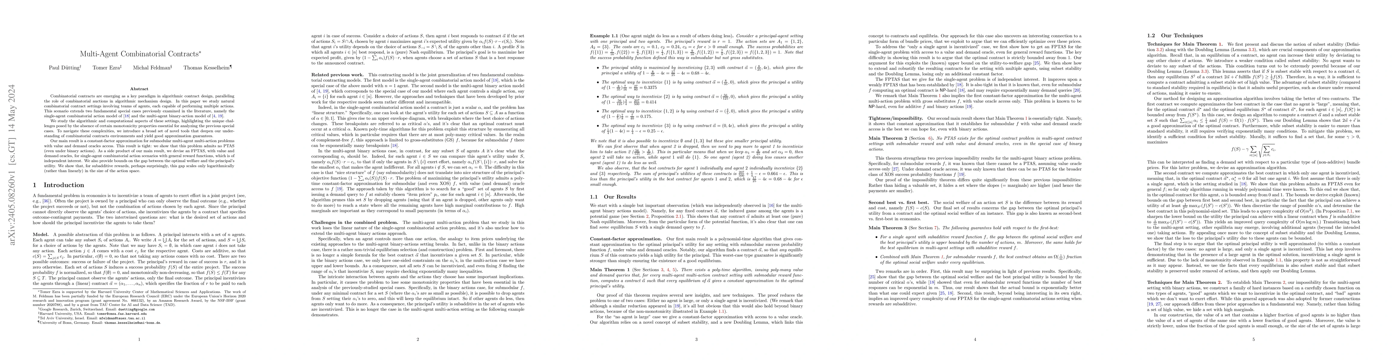 Thumbnail for Multi-Agent Combinatorial Contracts