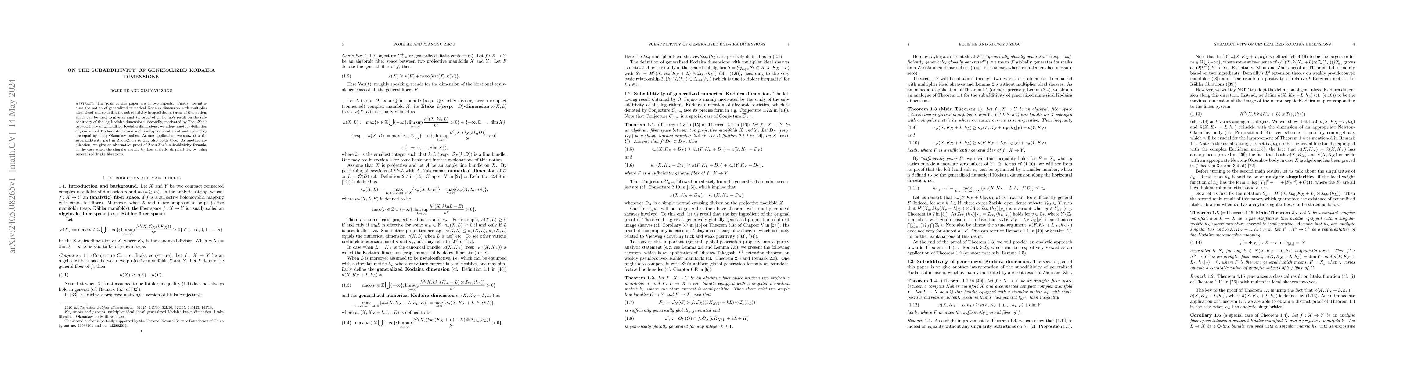 Thumbnail for On the subadditivity of generalized Kodaira dimensions