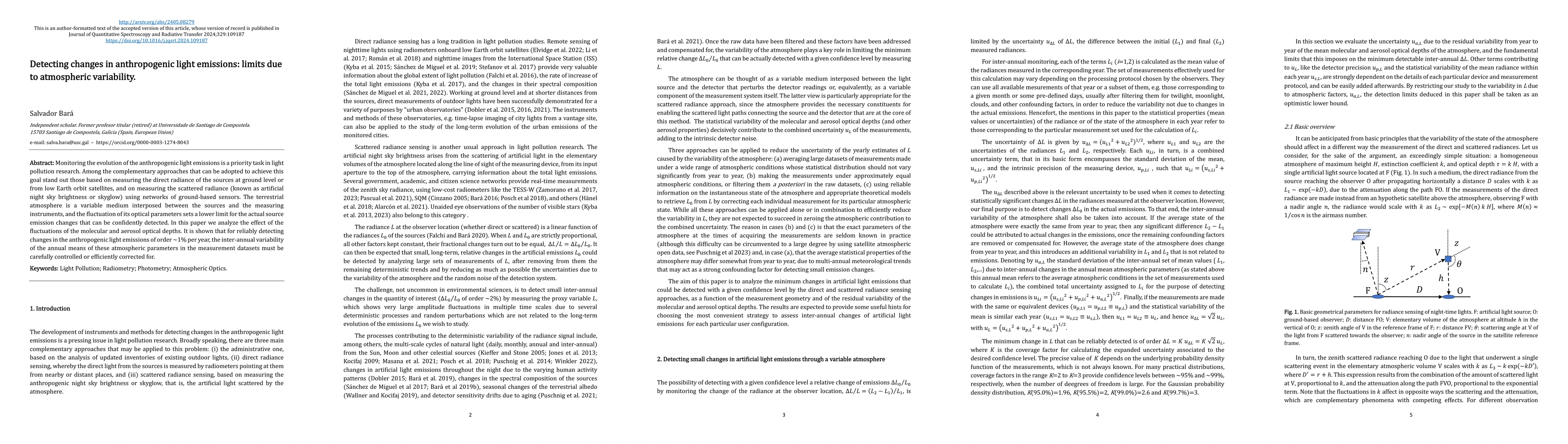 Thumbnail for Detecting changes in anthropogenic light emissions: limits due to
  atmospheric variability
