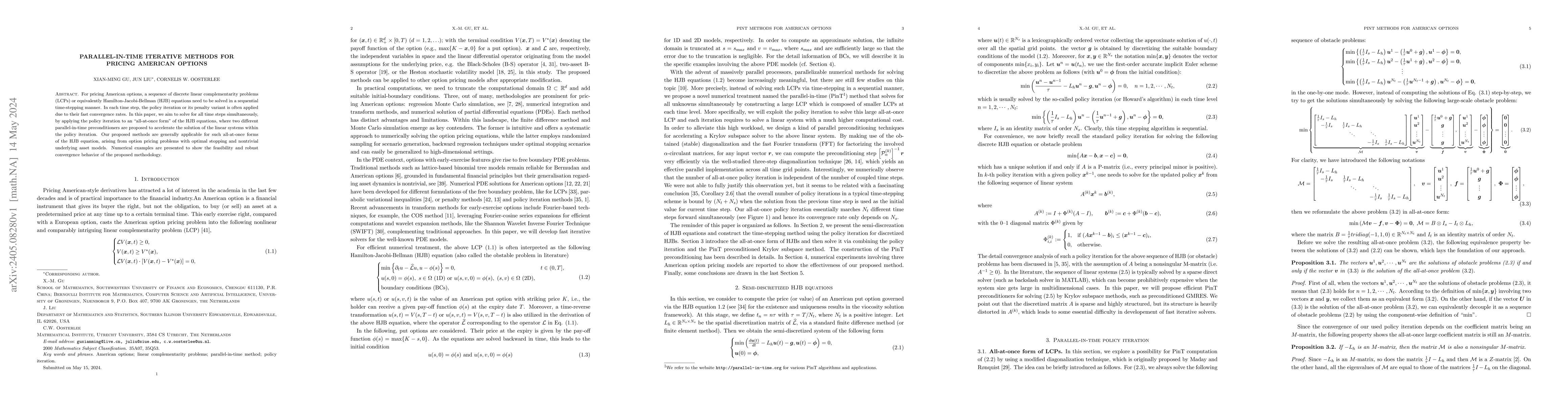 Thumbnail for Parallel-in-Time Iterative Methods for Pricing American Options