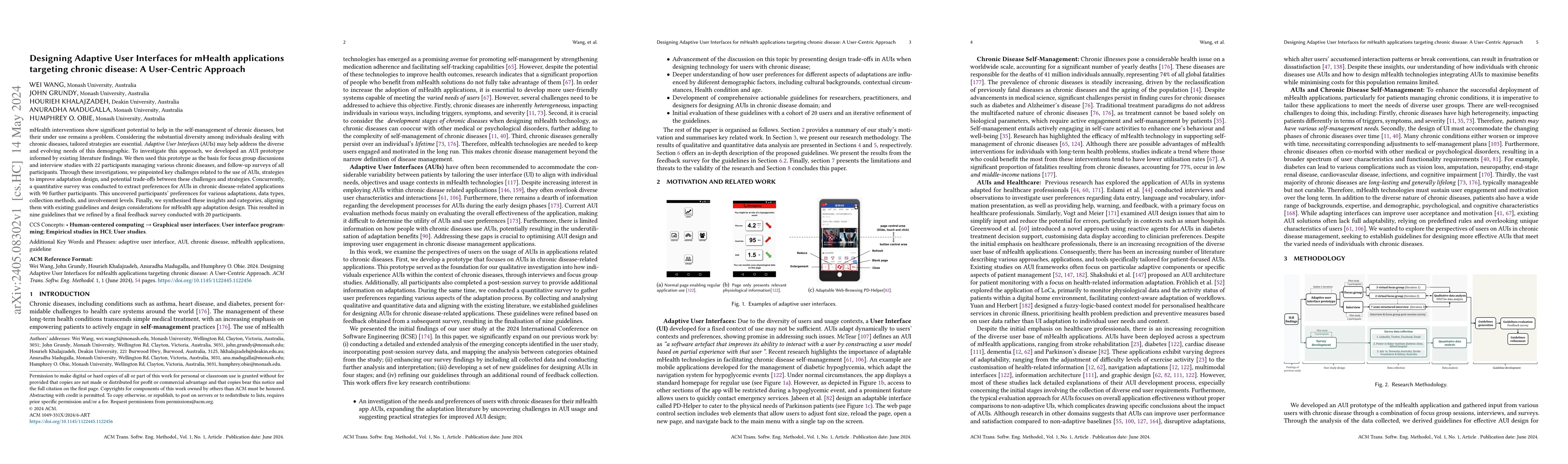 Thumbnail for Designing Adaptive User Interfaces for mHealth applications targeting
  chronic disease: A User-Centric Approach