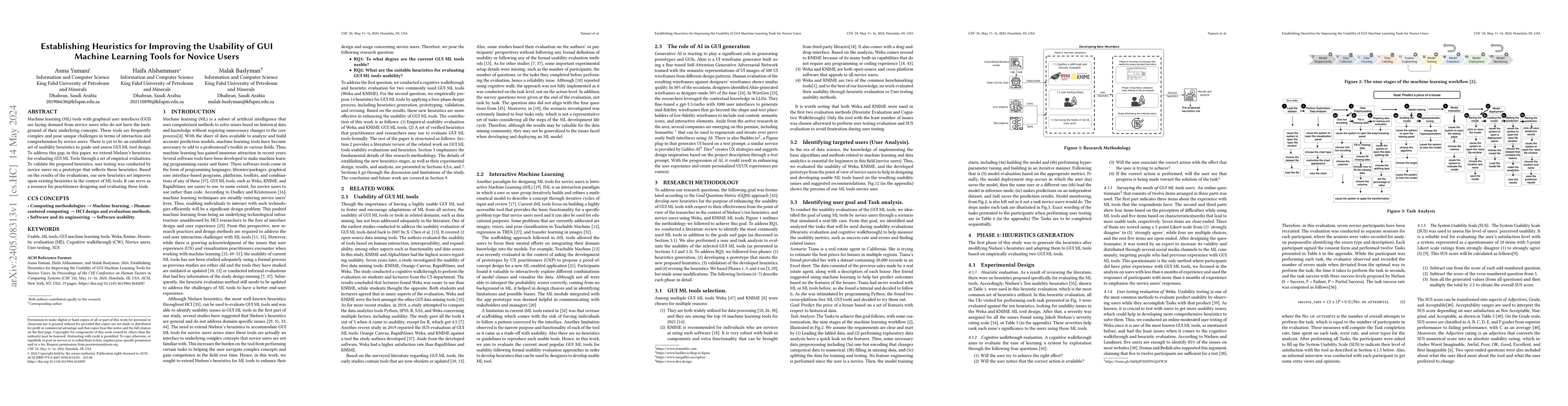 Thumbnail for Establishing Heuristics for Improving the Usability of GUI Machine
  Learning Tools for Novice Users