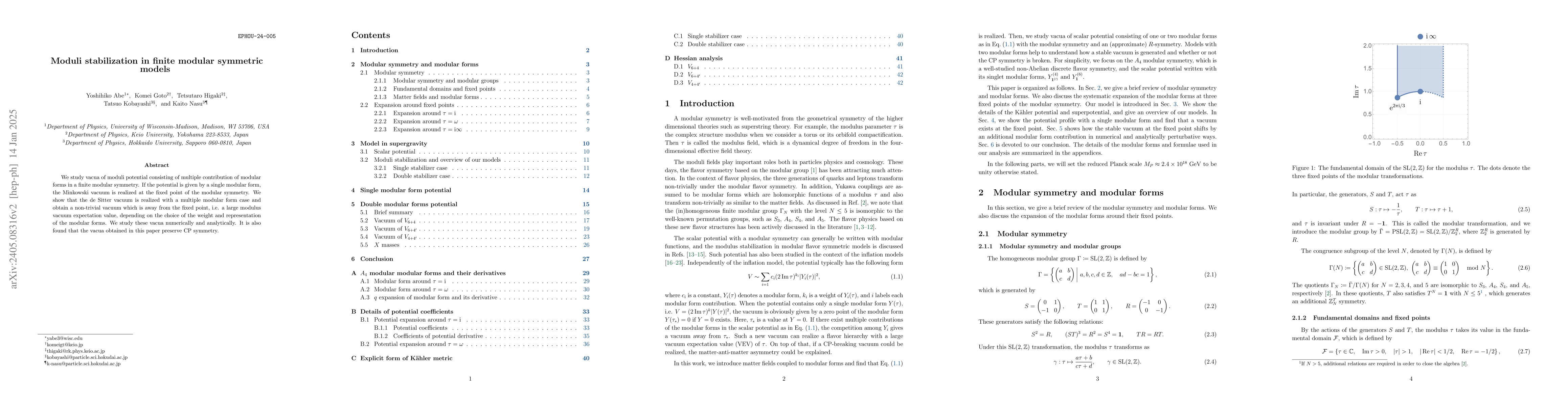 Thumbnail for Moduli stabilization in finite modular symmetric models
