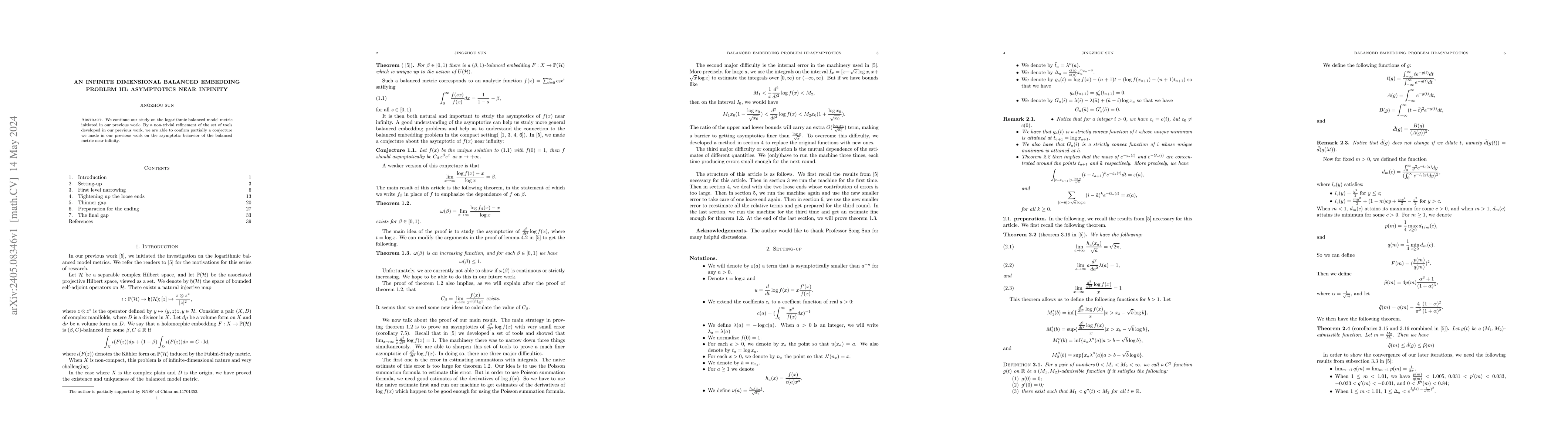 Thumbnail for An infinite dimensional balanced embedding problem III: Asymptotics near
  infinity