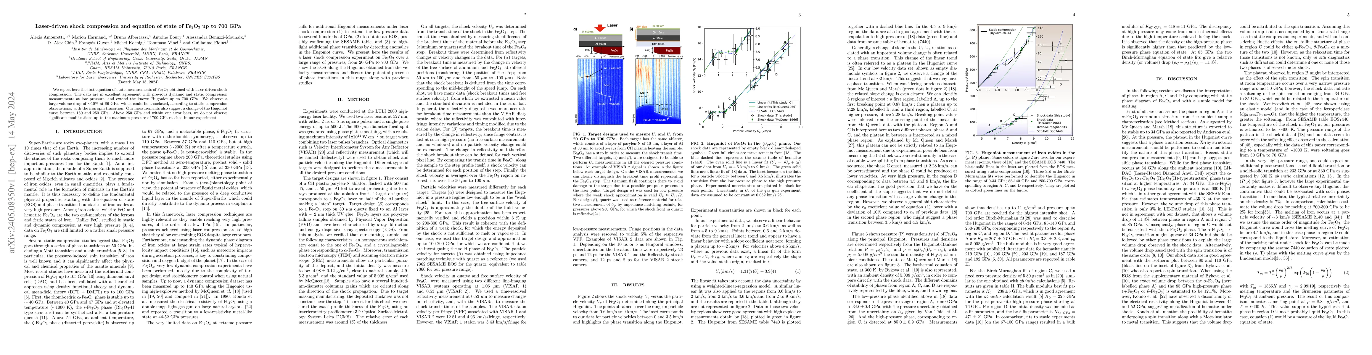 Thumbnail for Laser-driven shock compression and equation of state of Fe$_2$O$_3$ up
  to 700 GPa
