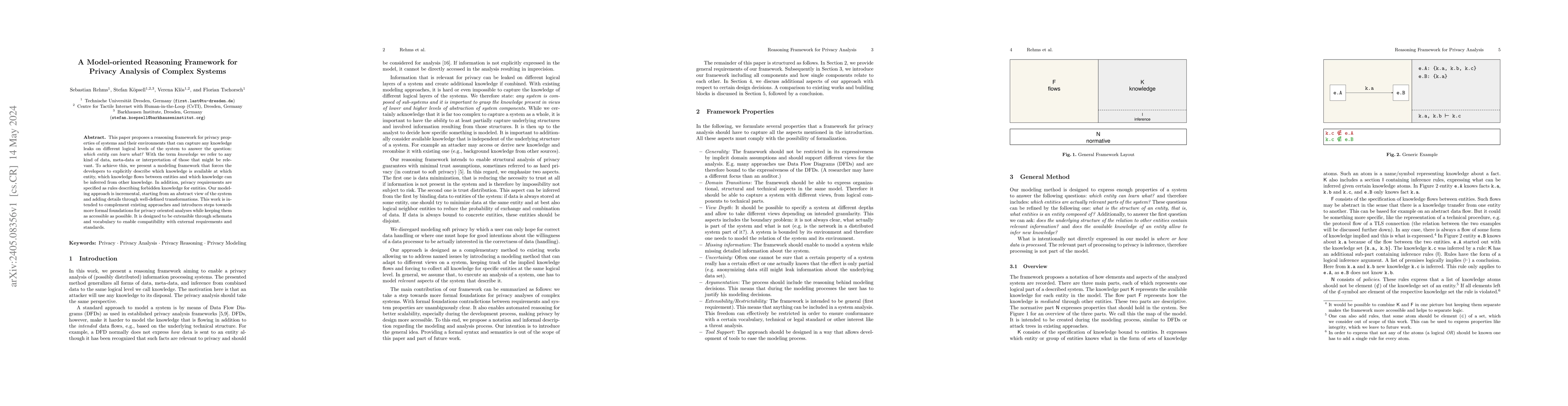 Thumbnail for A Model-oriented Reasoning Framework for Privacy Analysis of Complex
  Systems