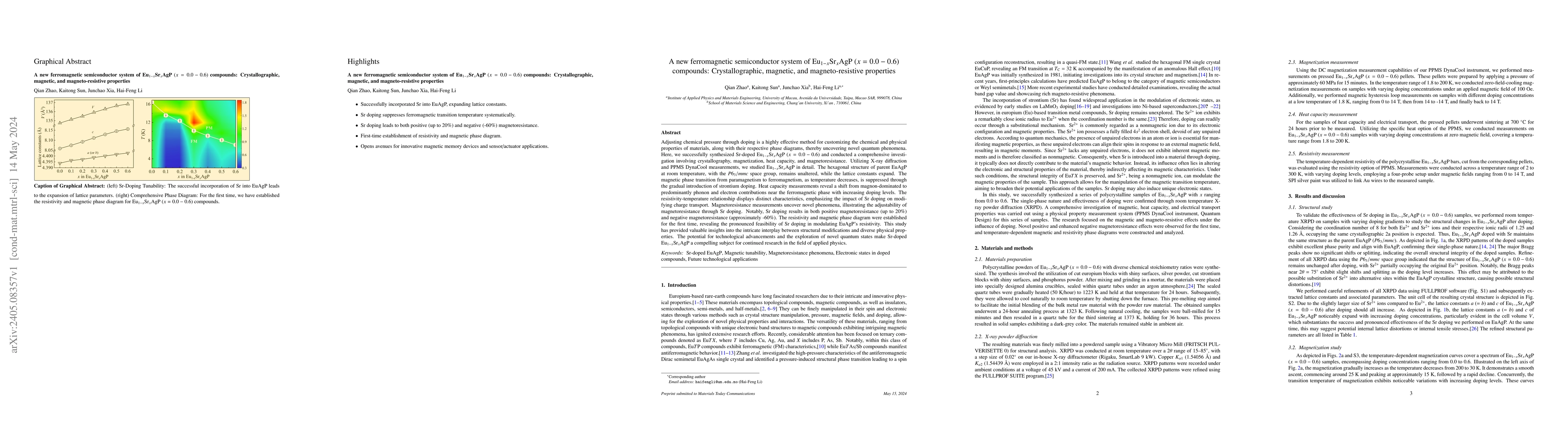 Thumbnail for A new ferromagnetic semiconductor system of Eu$_{1-x}$Sr$_x$AgP $(x =
  0.0-0.6)$ compounds: Crystallographic, magnetic, and magneto-resistive
  properties