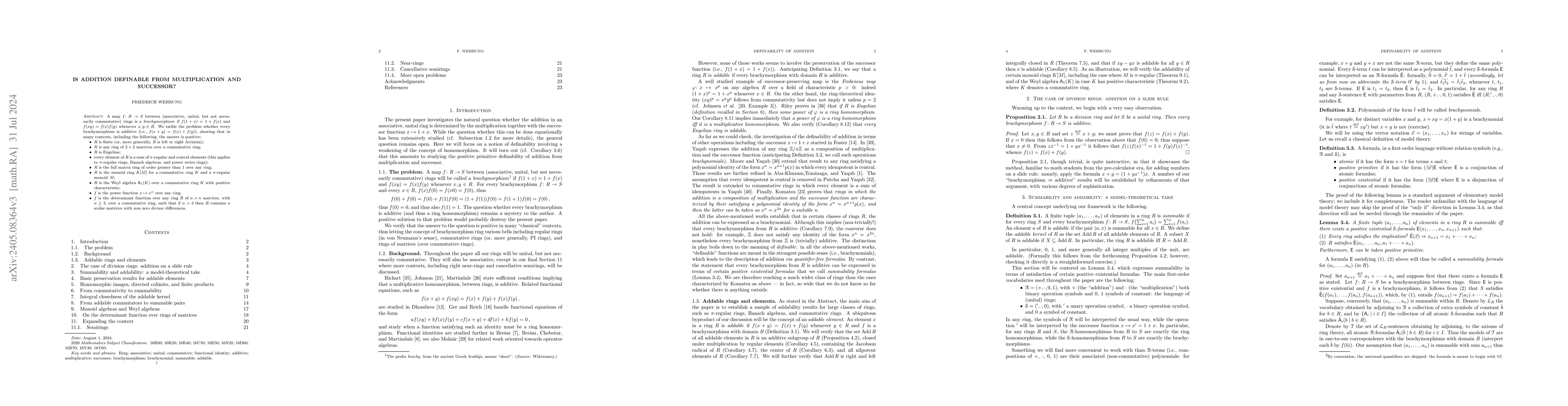 Thumbnail for Is addition definable from multiplication and successor?