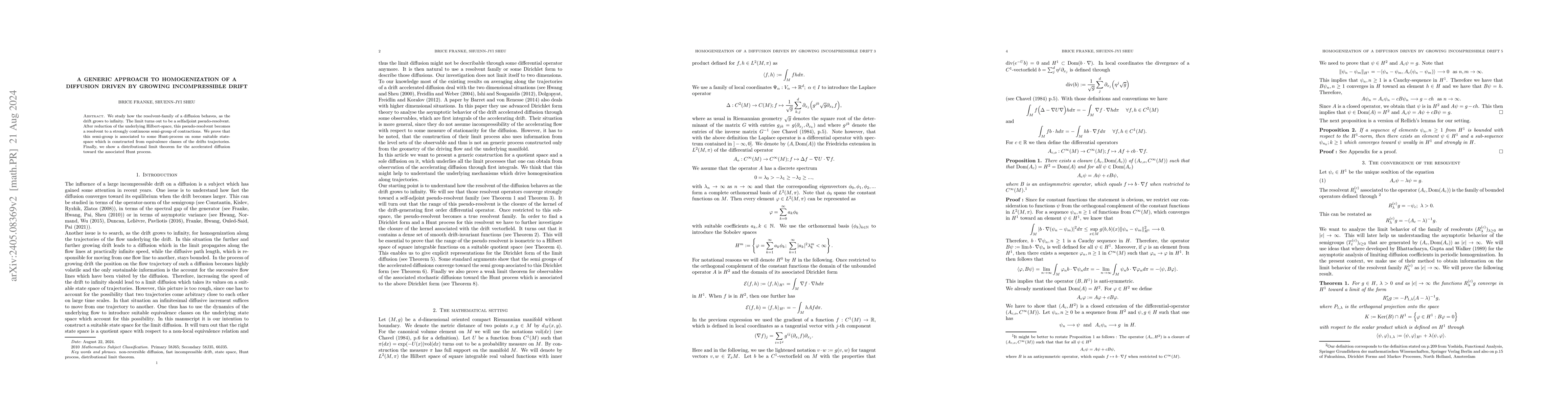 Thumbnail for A generic approach to homogenization of a diffusion driven by growing
  incompressible drift
