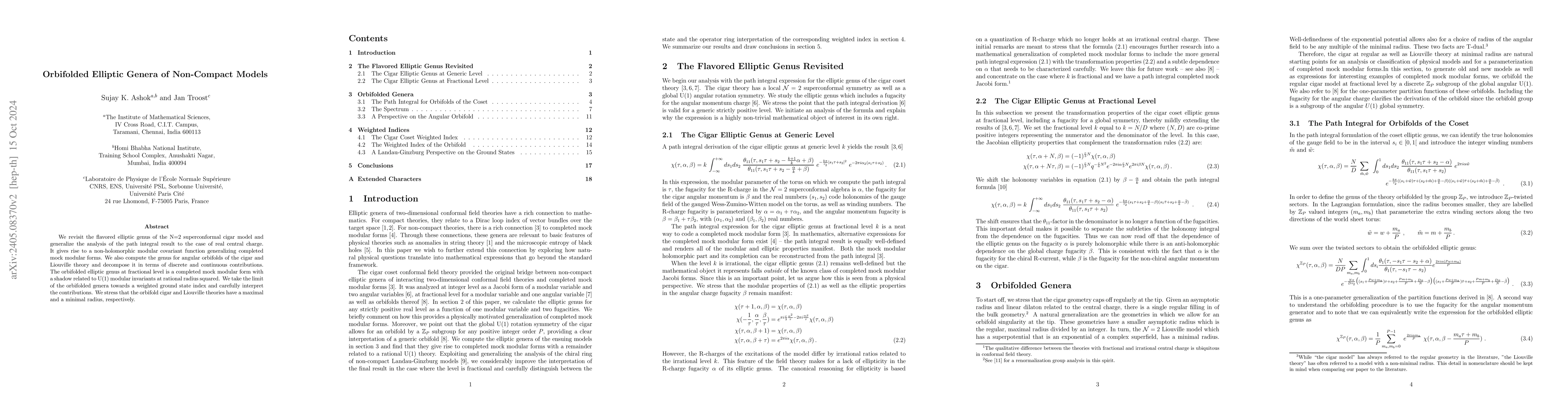 Thumbnail for Orbifolded Elliptic Genera of Non-Compact Models