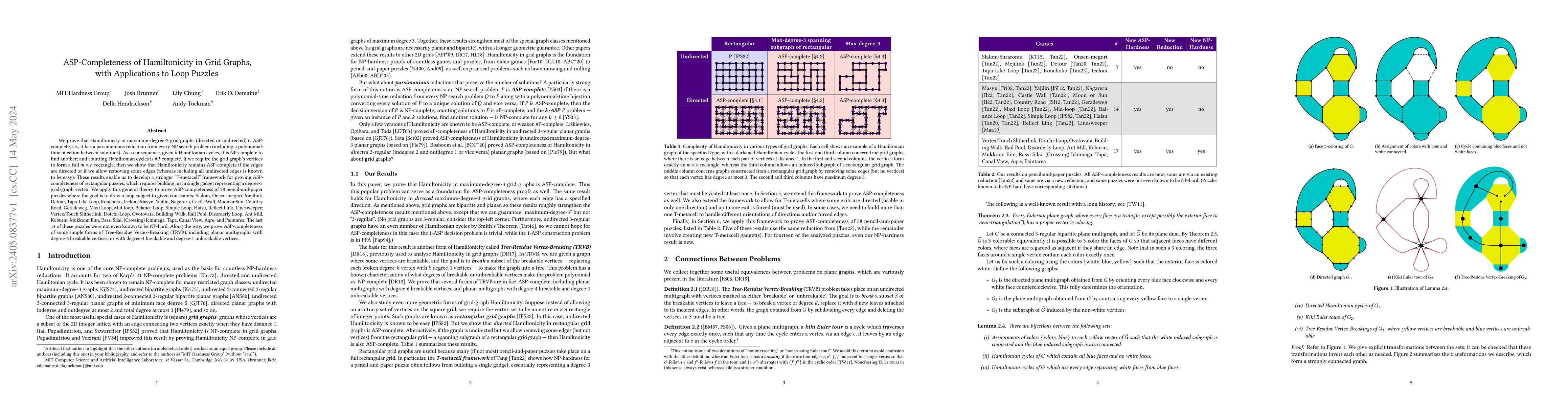 Thumbnail for ASP-Completeness of Hamiltonicity in Grid Graphs, with Applications to
  Loop Puzzles