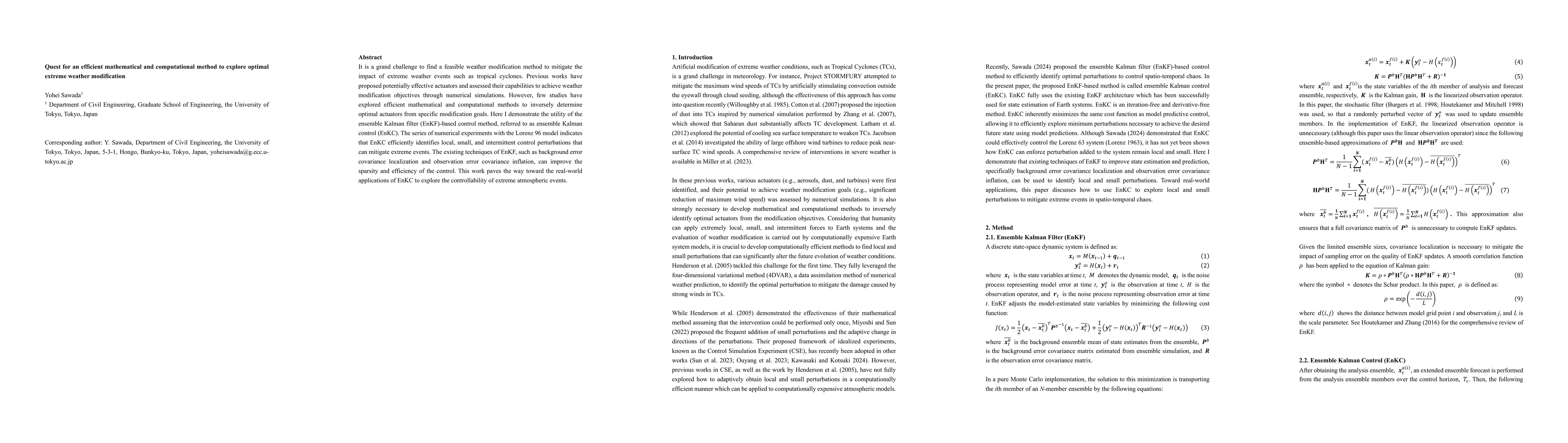 Thumbnail for Quest for an efficient mathematical and computational method to explore
  optimal extreme weather modification