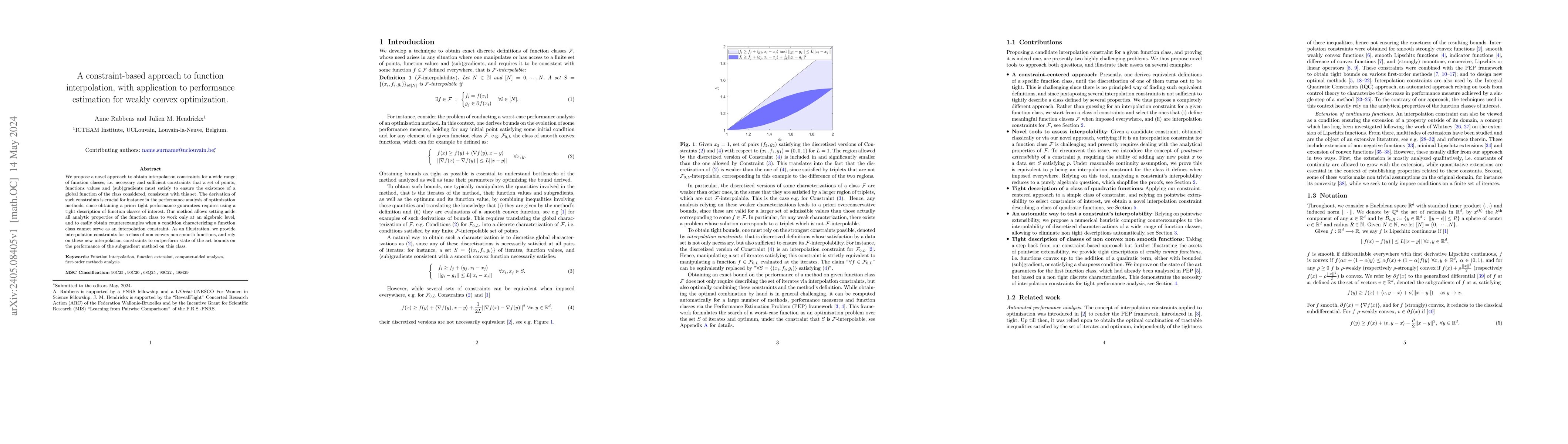 Thumbnail for A constraint-based approach to function interpolation, with application
  to performance estimation for weakly convex optimisation
