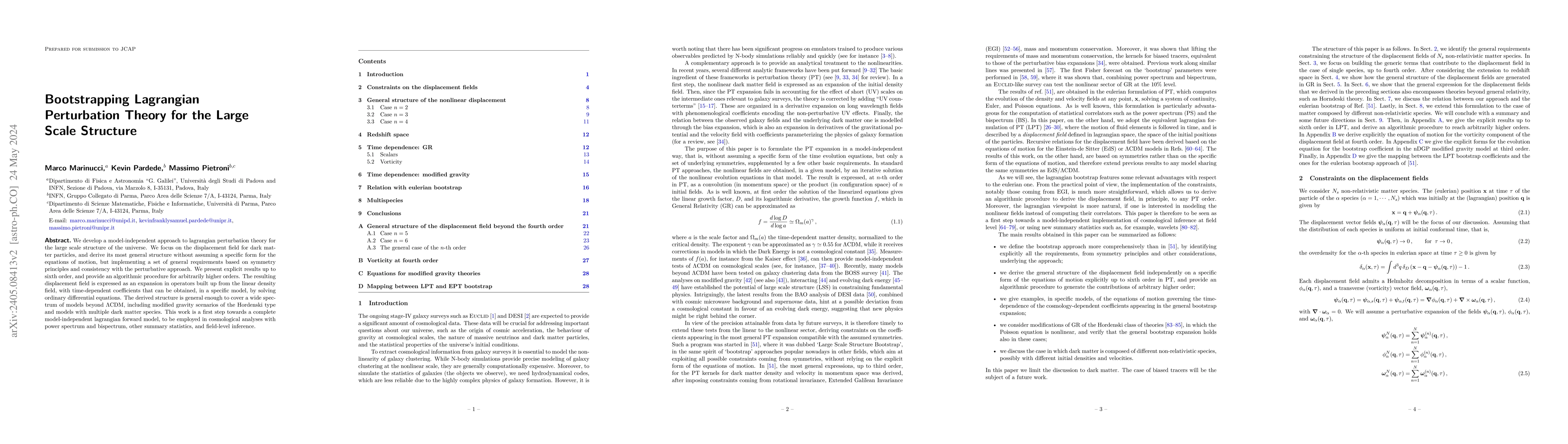 Thumbnail for Bootstrapping Lagrangian Perturbation Theory for the Large Scale
  Structure