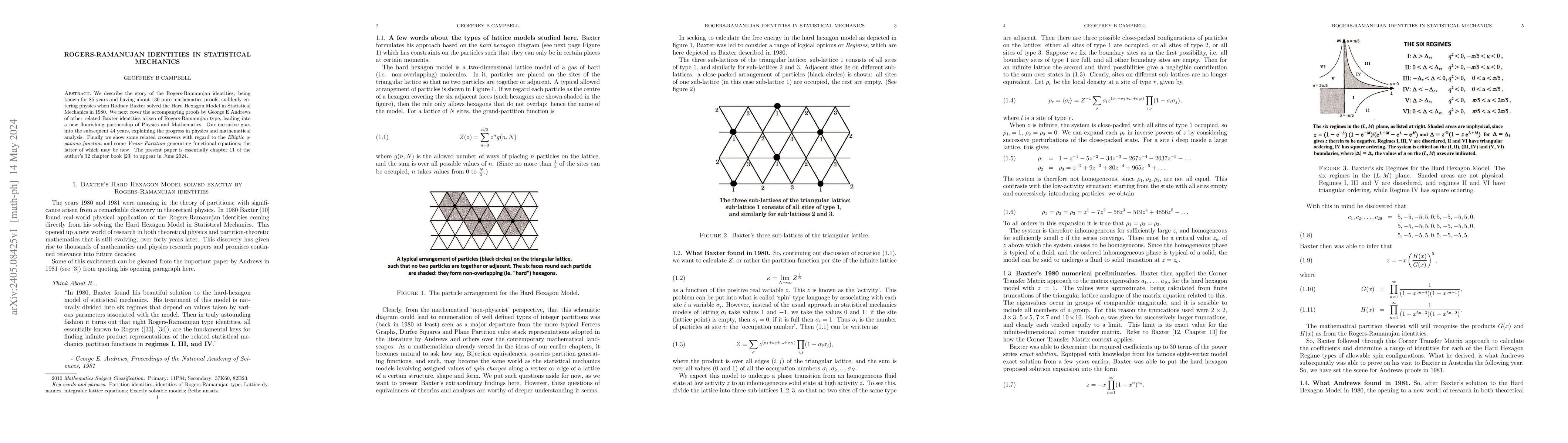 Thumbnail for Rogers-Ramanujan identities in Statistical Mechanics