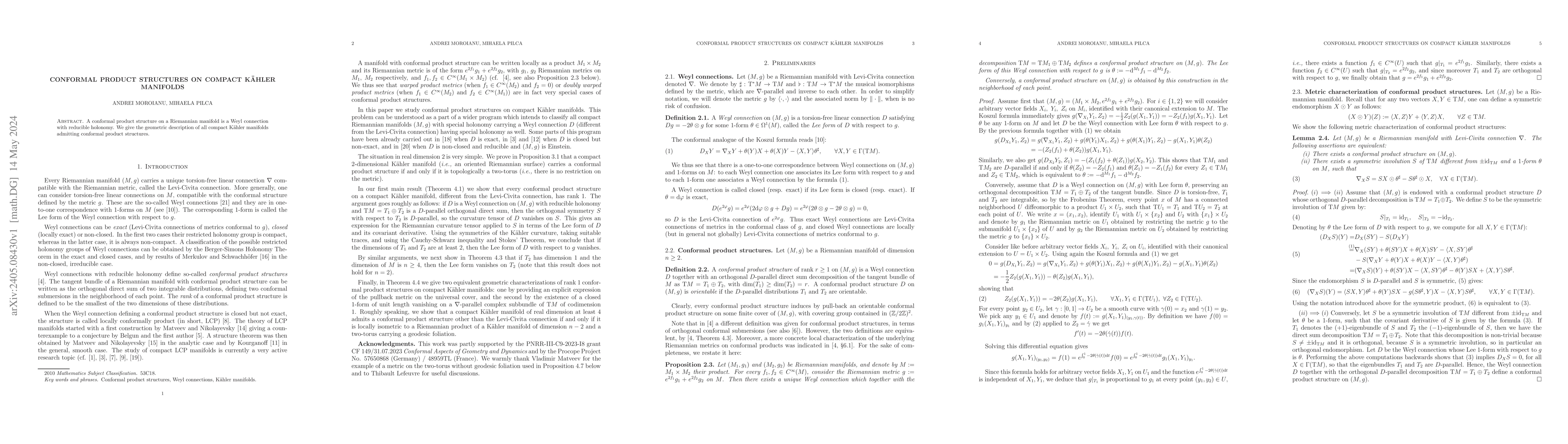 Thumbnail for Conformal product structures on compact K\"ahler manifolds