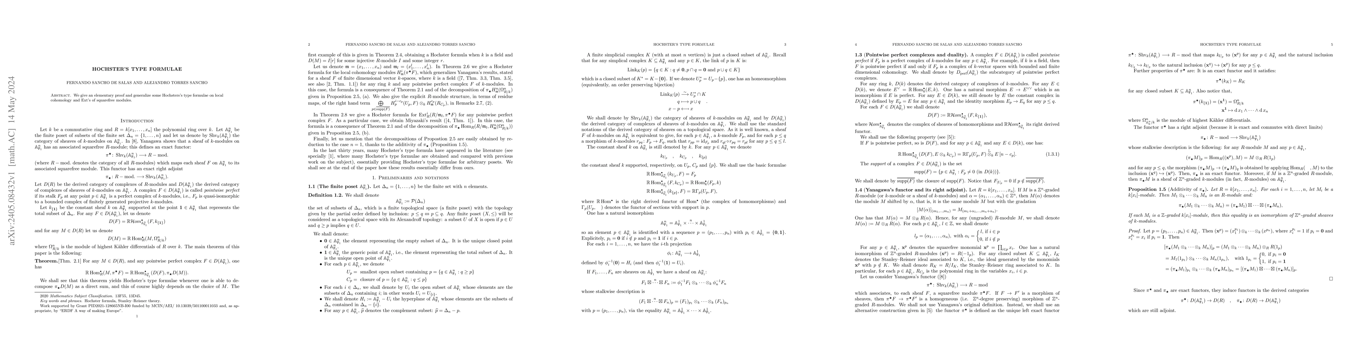 Thumbnail for Hochster's type formulae