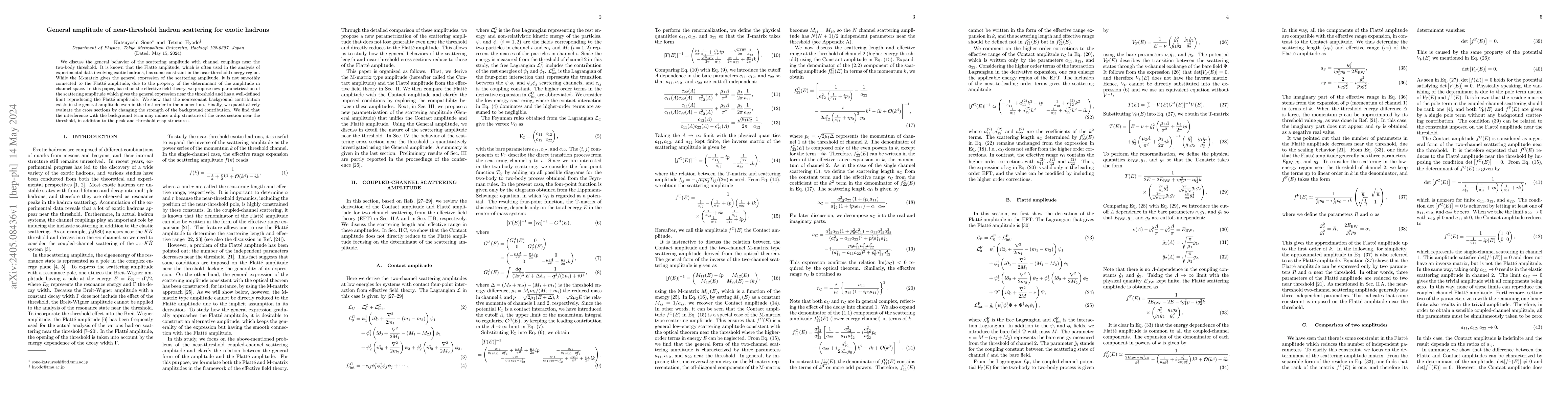 Thumbnail for General amplitude of near-threshold hadron scattering for exotic hadrons