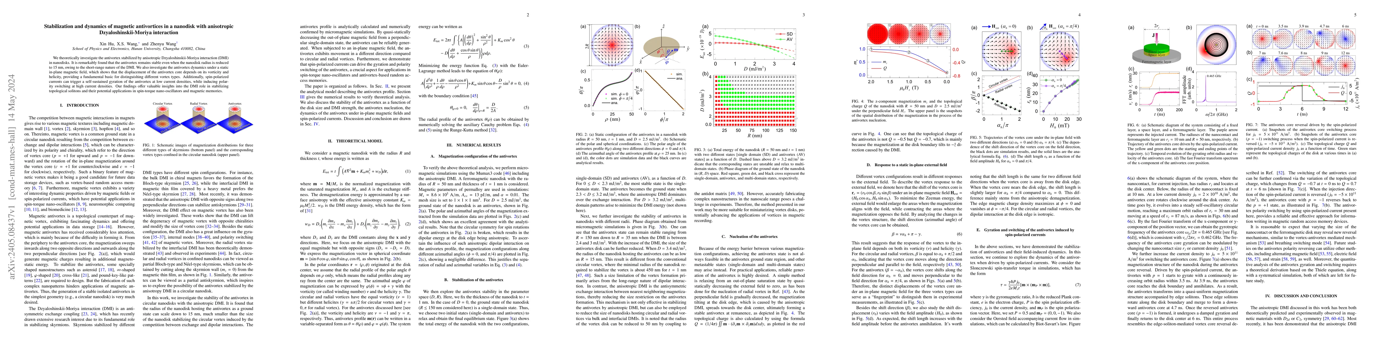 Thumbnail for Stabilization and dynamics of magnetic antivortices in a nanodisk with
  anisotropic Dzyaloshinskii-Moriya interaction