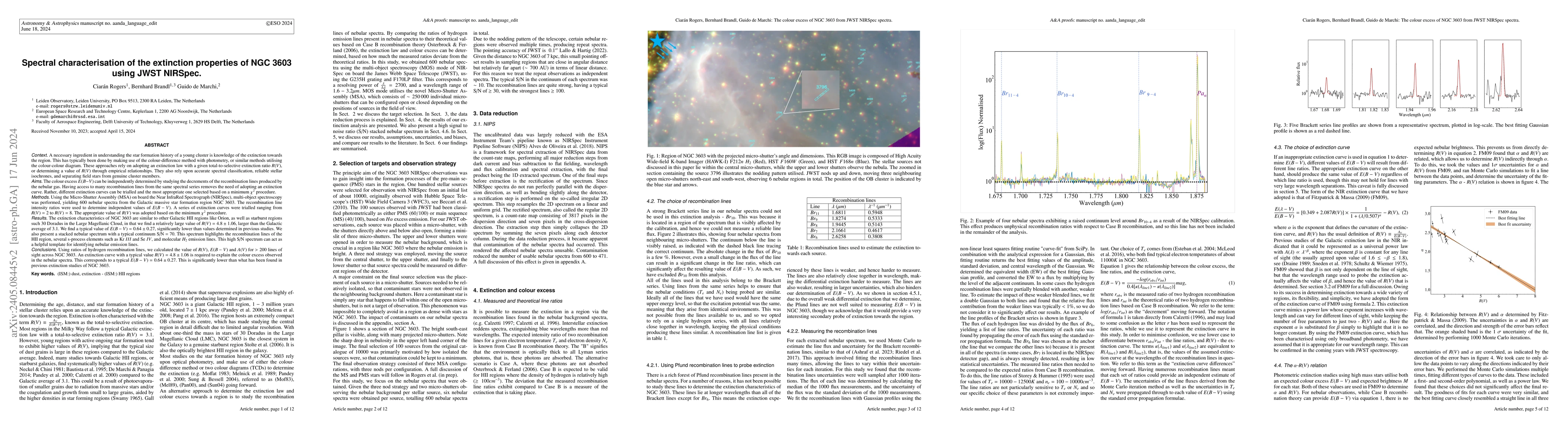 Thumbnail for Spectral characterisation of the extinction properties of NGC 3603 using
  JWST NIRSpec