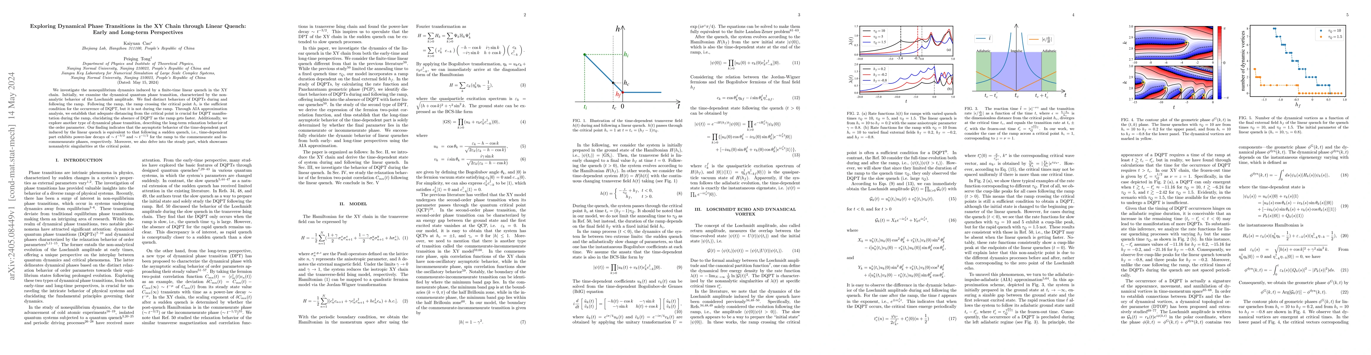 Thumbnail for Exploring Dynamical Phase Transitions in the XY Chain through Linear
  Quench: Early and Long-term Perspectives