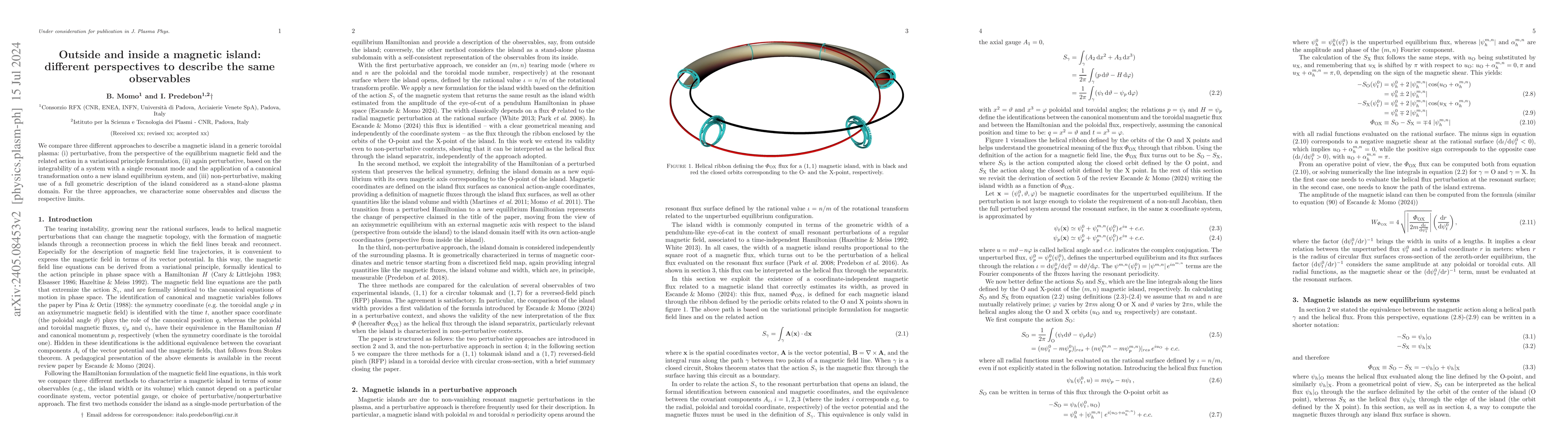 Thumbnail for Outside and inside a magnetic island: different perspectives to describe
  the same observables