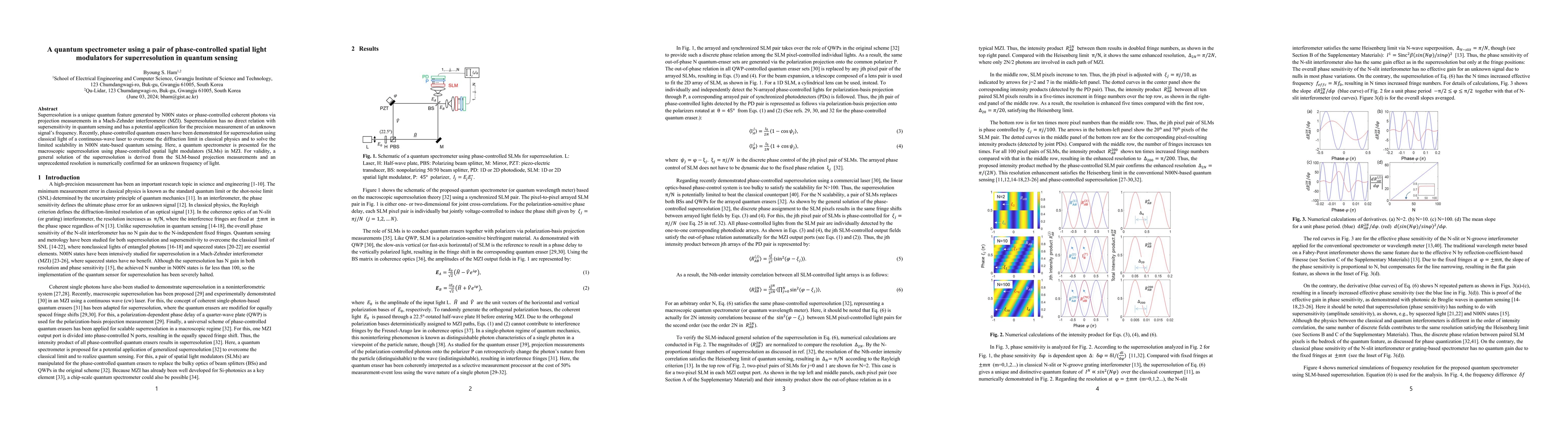 Thumbnail for A quantum spectrometer using a pair of phase-controlled spatial light
  modulators for superresolution in quantum sensing