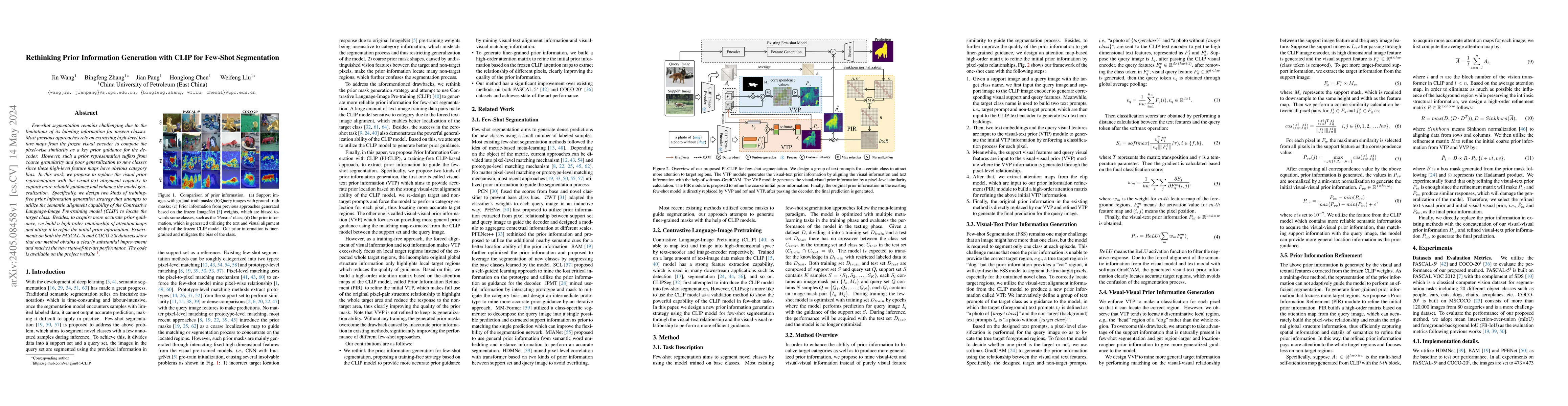 Thumbnail for Rethinking Prior Information Generation with CLIP for Few-Shot
  Segmentation