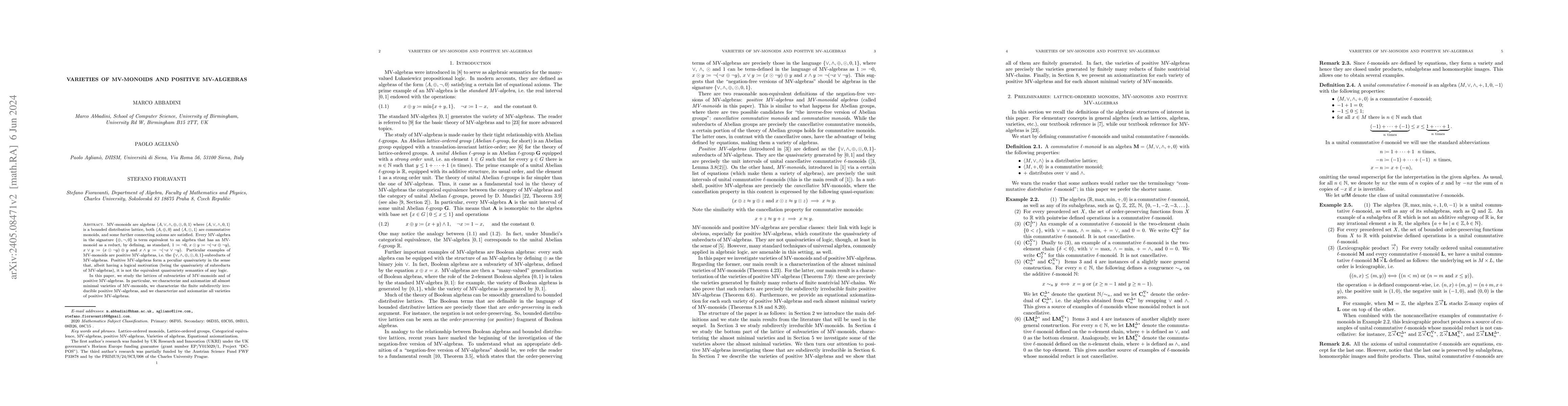 Thumbnail for Varieties of MV-monoids and positive MV-algebras