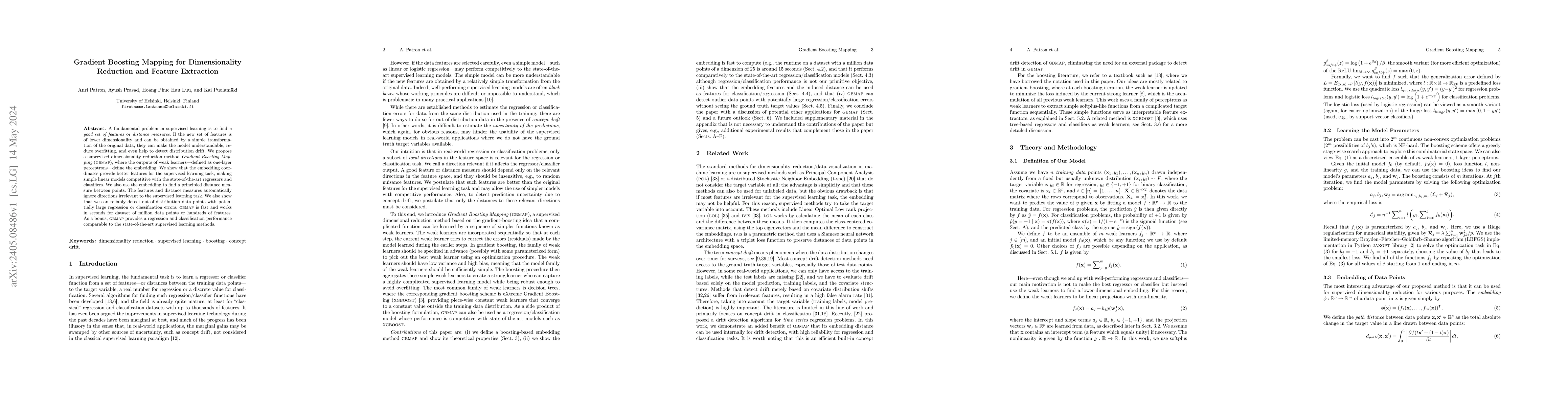 Thumbnail for Gradient Boosting Mapping for Dimensionality Reduction and Feature
  Extraction