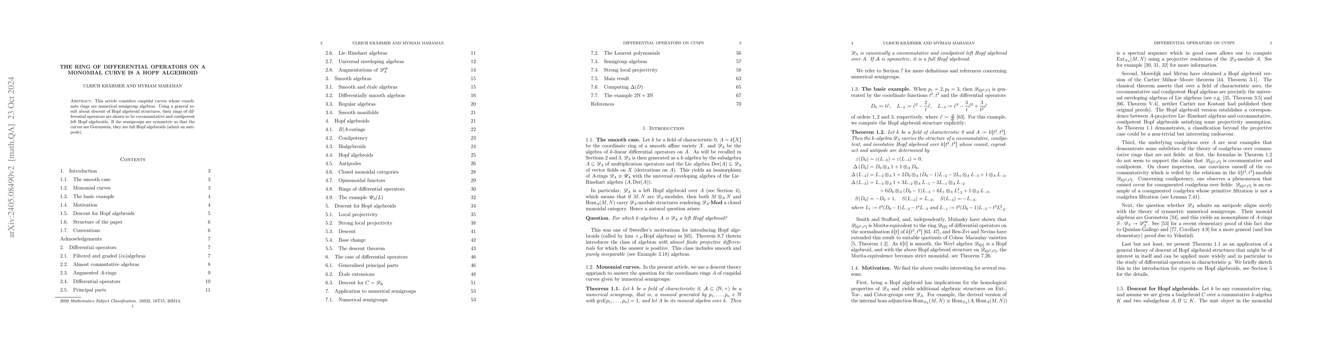 Thumbnail for The ring of differential operators on a monomial curve is a Hopf
  algebroid