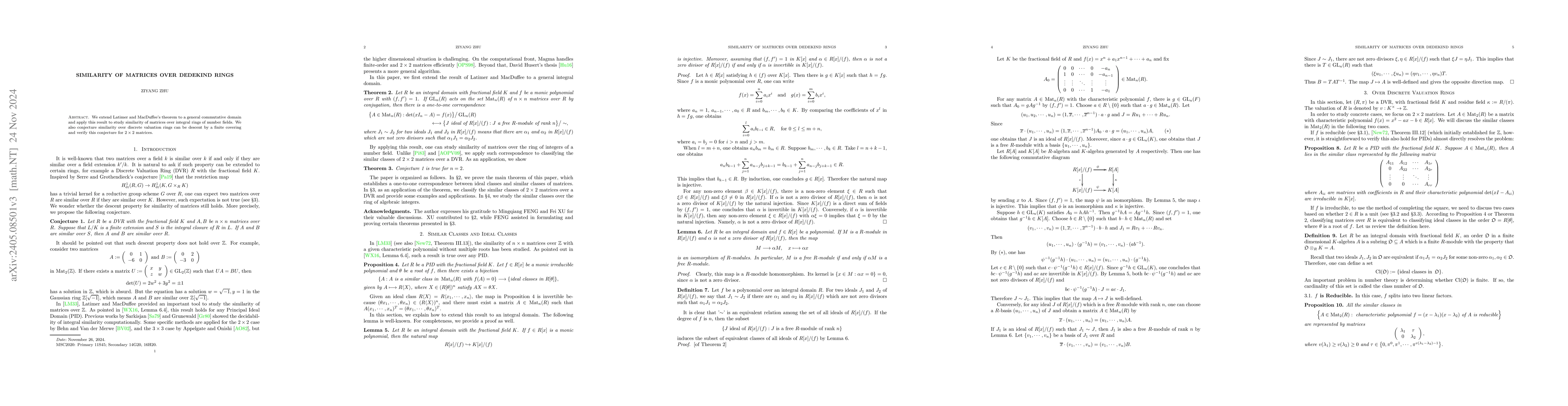 Thumbnail for Similarity of Matrices over Complete Discrete Valuation Ring