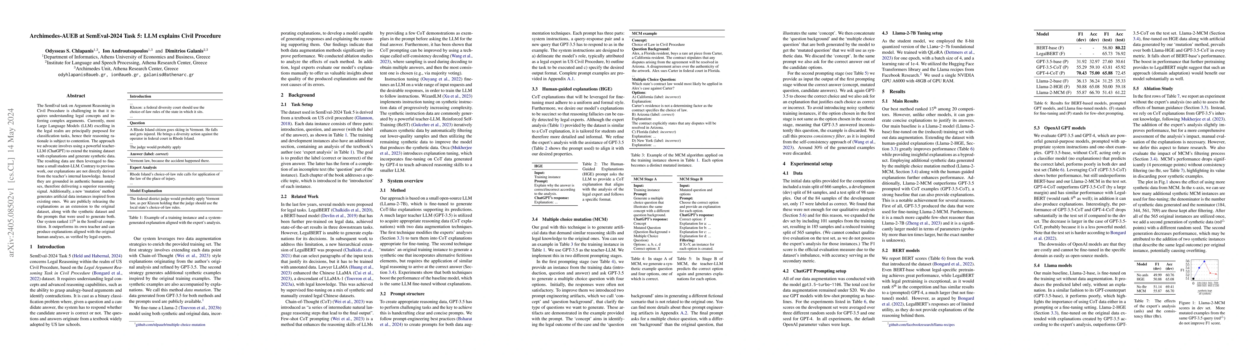 Thumbnail for Archimedes-AUEB at SemEval-2024 Task 5: LLM explains Civil Procedure