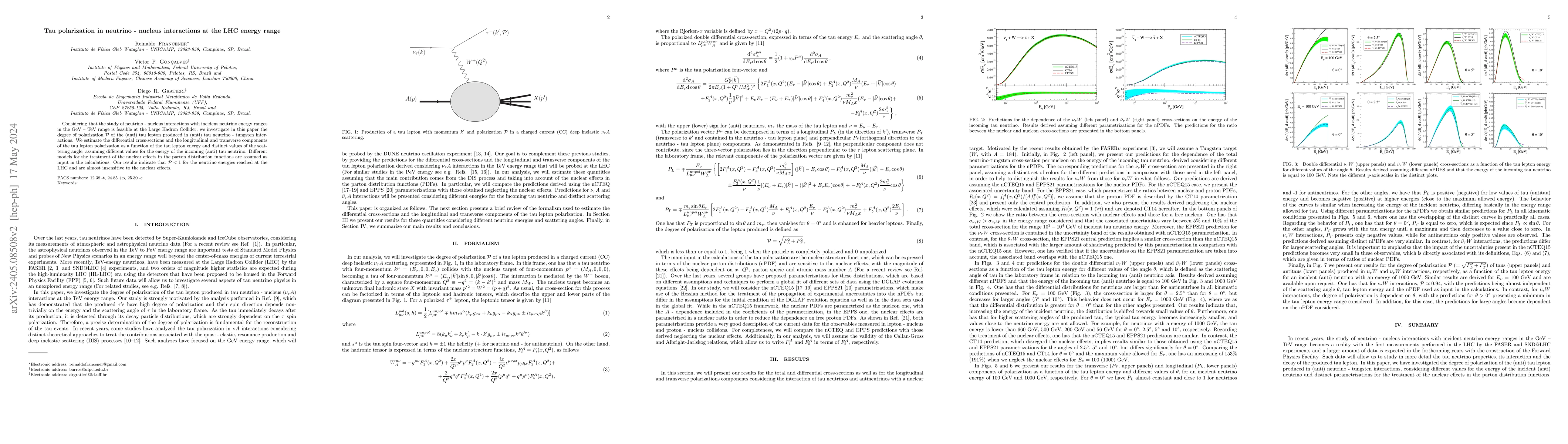 Thumbnail for Tau polarization in neutrino-nucleus interactions at the LHC energy
  range