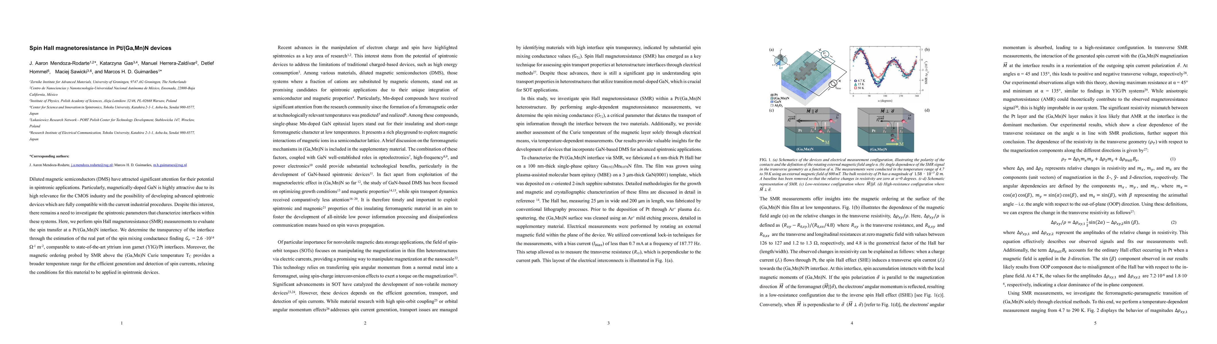 Thumbnail for Spin Hall magnetoresistance in Pt/(Ga,Mn)N devices