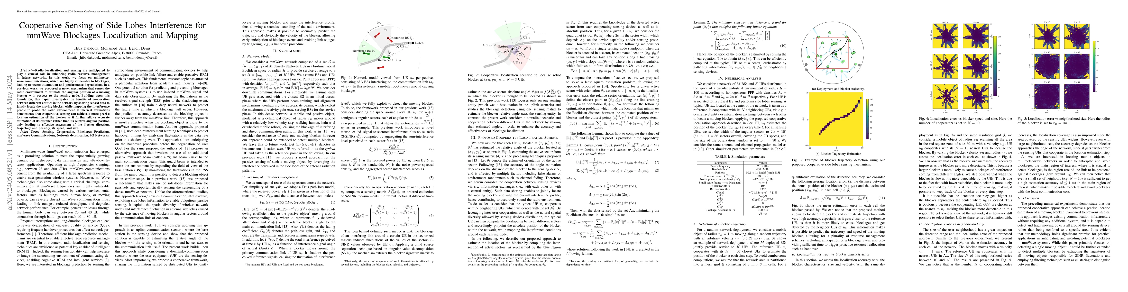 Thumbnail for Cooperative Sensing of Side Lobes Interference for mmWave Blockages
  Localization and Mapping