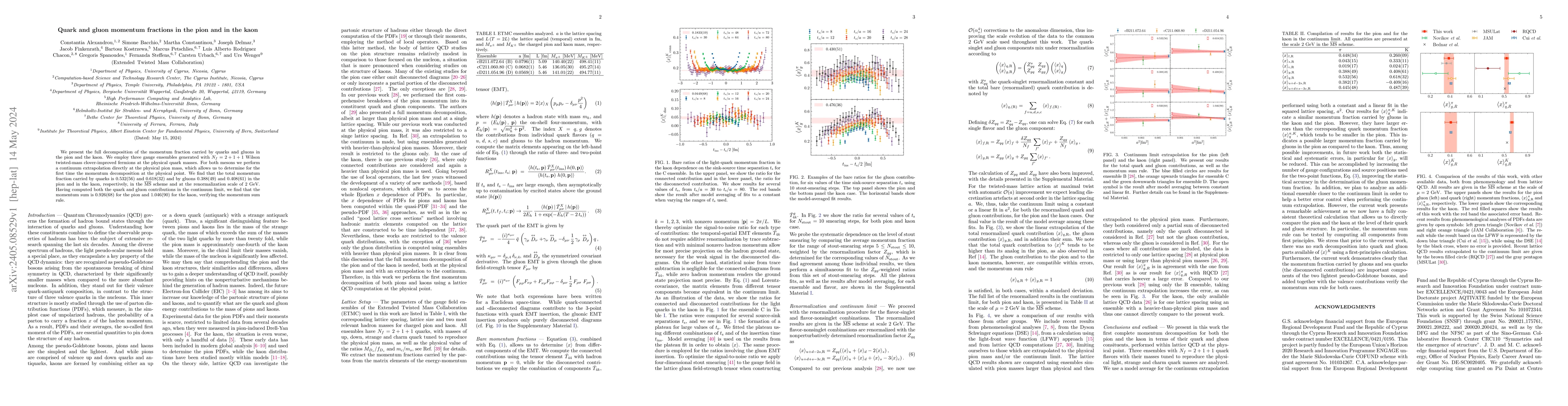 Thumbnail for Quark and gluon momentum fractions in the pion and in the kaon