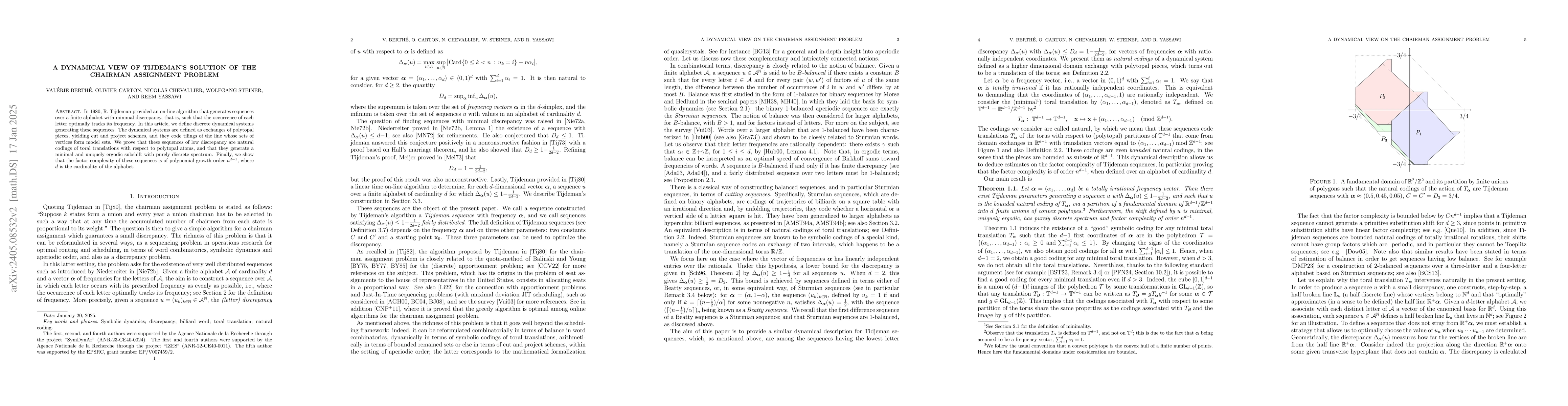 Thumbnail for A dynamical view of Tijdeman's solution of the chairman assignment
  problem