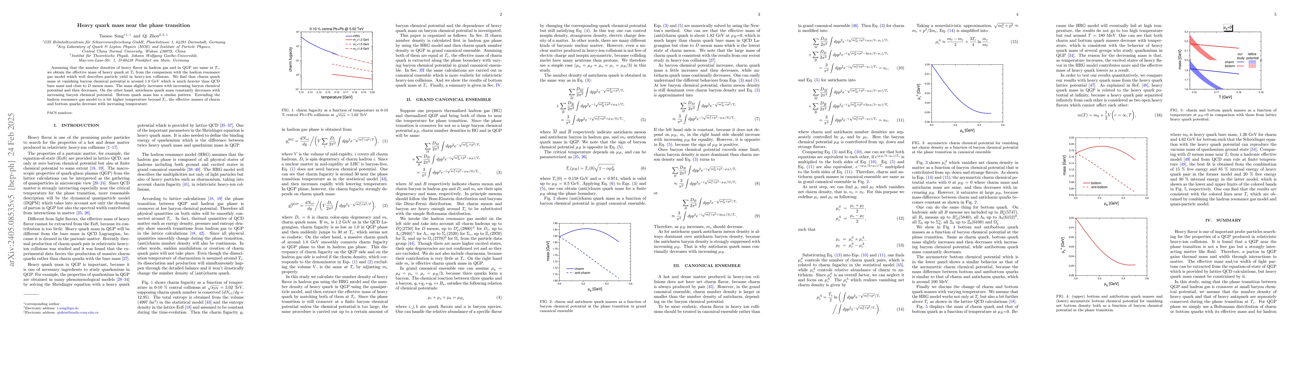 Thumbnail for Heavy quark mass near the phase transition