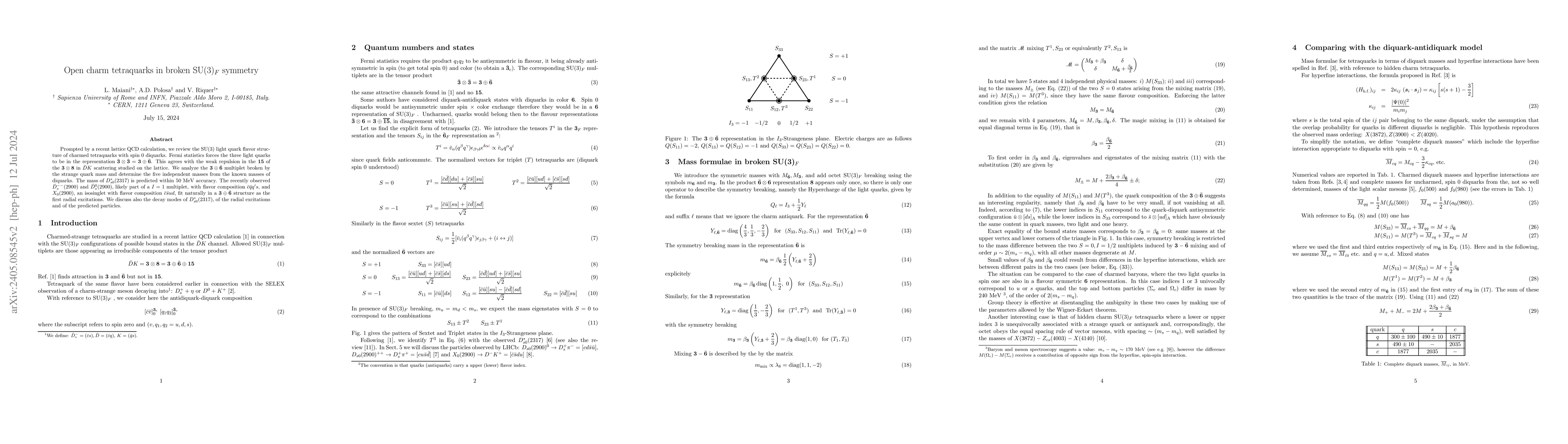 Thumbnail for Open charm tetraquarks in broken SU(3)_F symmetry