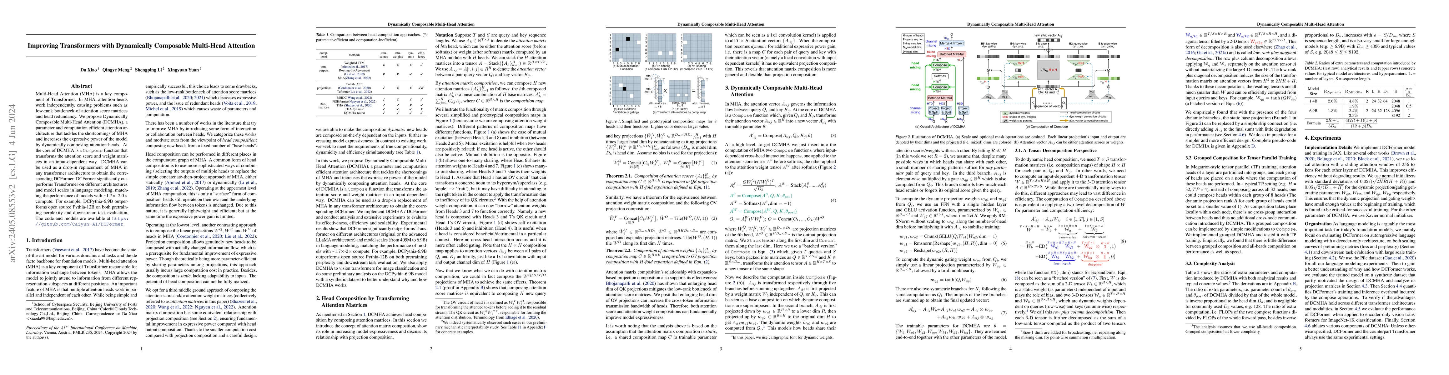 Thumbnail for Improving Transformers with Dynamically Composable Multi-Head Attention