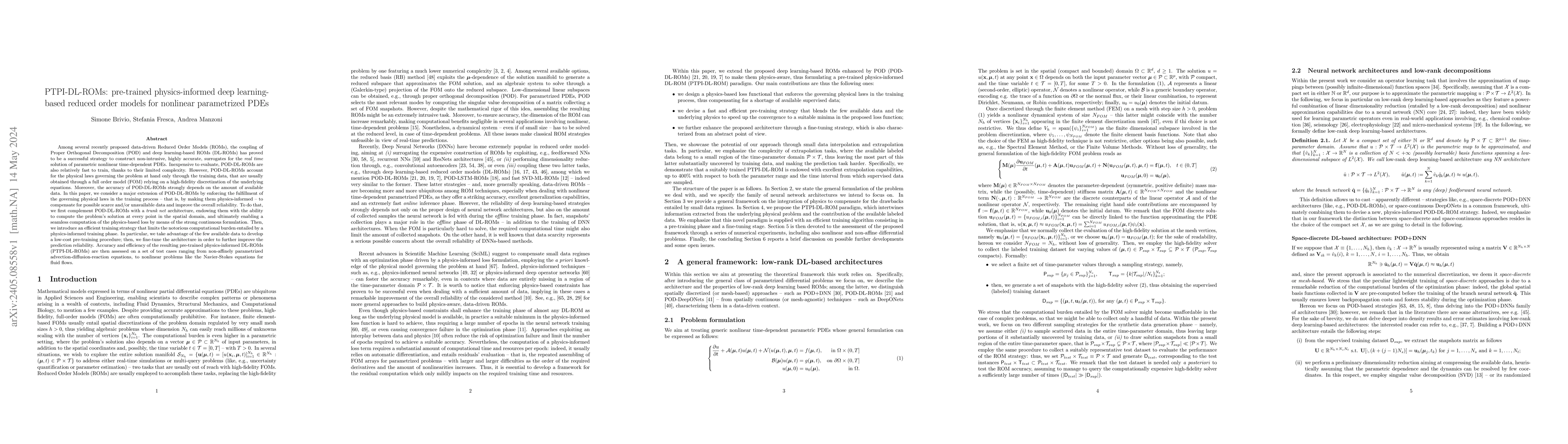 Thumbnail for PTPI-DL-ROMs: pre-trained physics-informed deep learning-based reduced
  order models for nonlinear parametrized PDEs