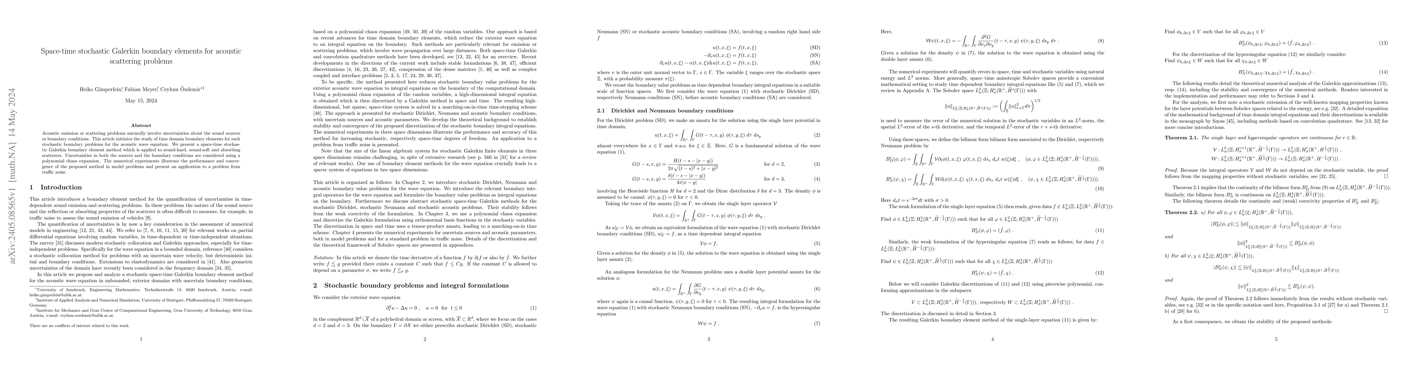 Thumbnail for Space-time stochastic Galerkin boundary elements for acoustic scattering
  problems