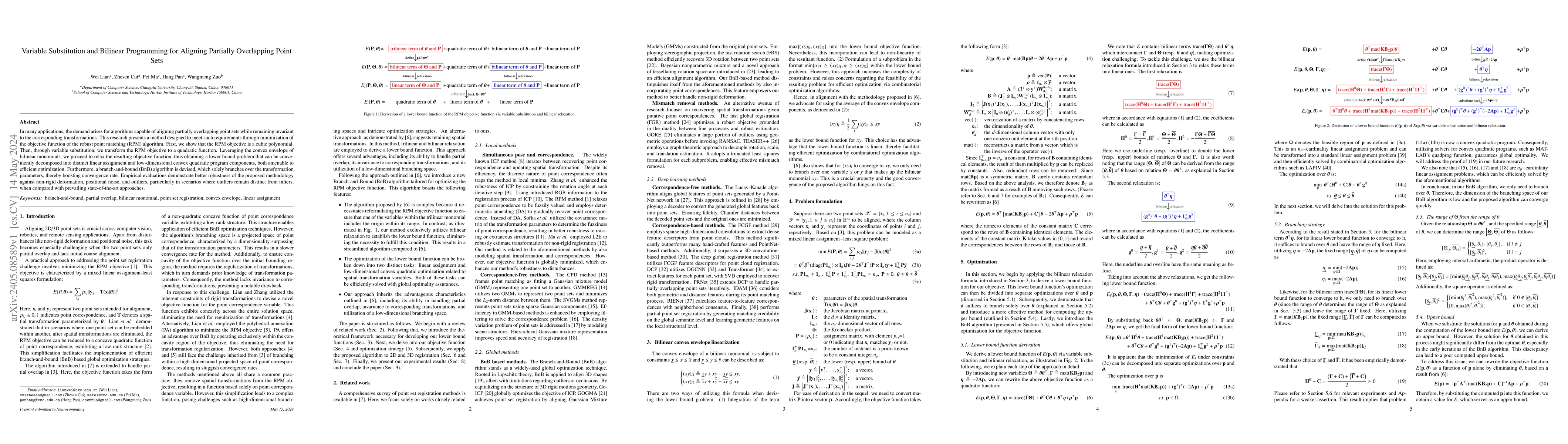 Thumbnail for Variable Substitution and Bilinear Programming for Aligning Partially
  Overlapping Point Sets