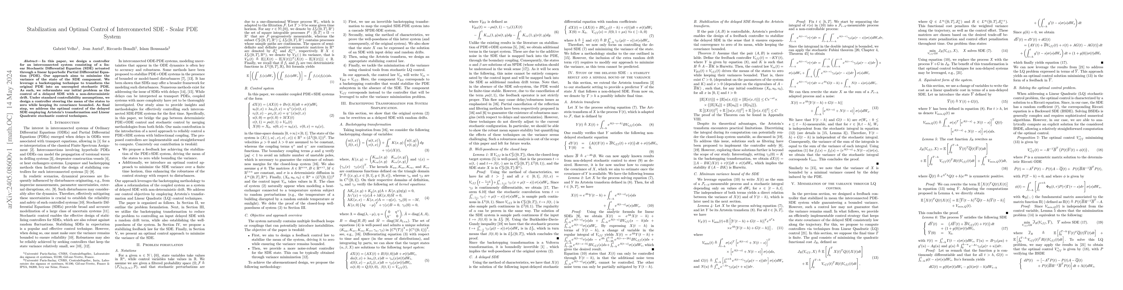 Thumbnail for Stabilization and Optimal Control of Interconnected SDE - Scalar PDE
  System