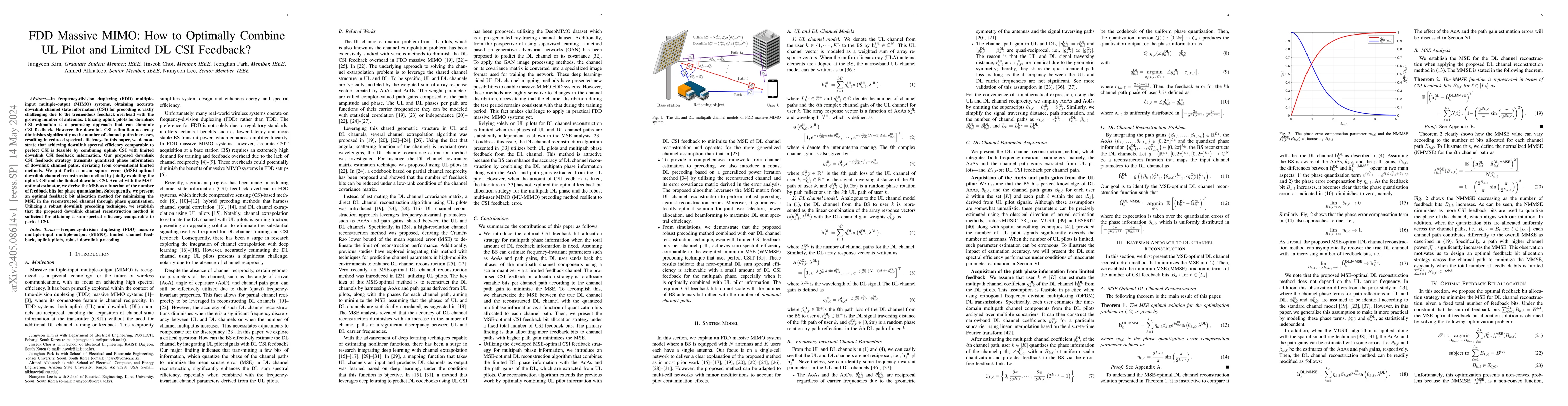 Thumbnail for FDD Massive MIMO: How to Optimally Combine UL Pilot and Limited DL CSI
  Feedback?