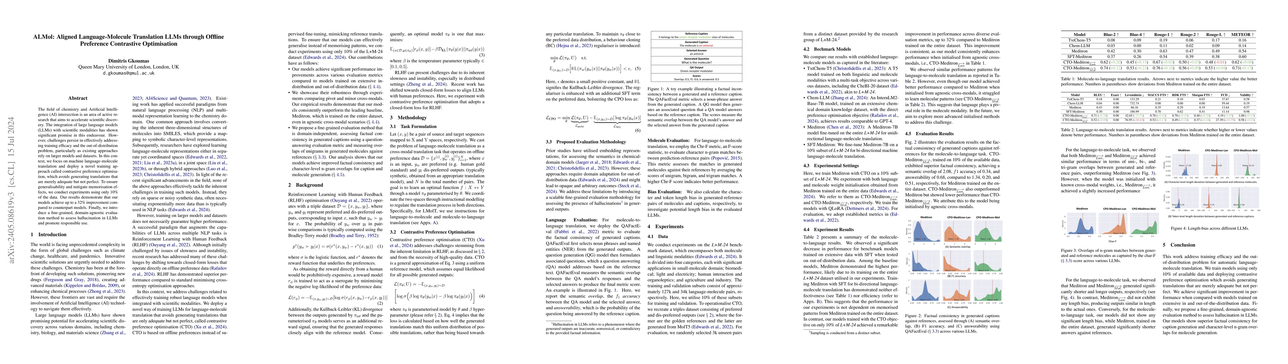Thumbnail for ALMol: Aligned Language-Molecule Translation LLMs through Offline
  Preference Contrastive Optimisation